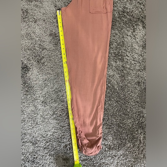 Pink rose boho mauve ruched ankle flowy high rise crop pants joggers women’s M - Picture 14 of 16